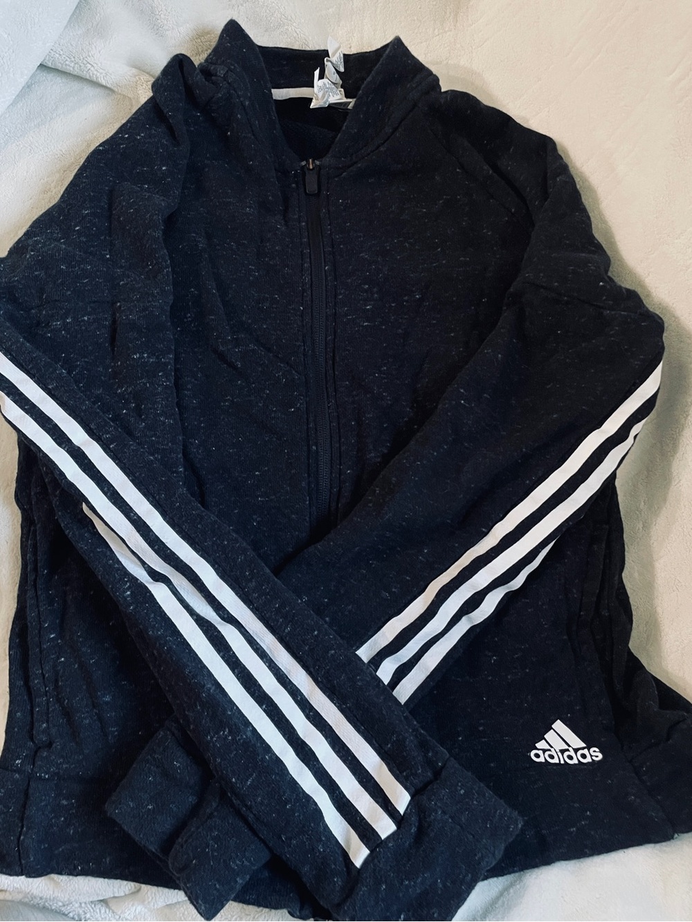 Adidas Black Zip-Up Jacket with Signature 3-Stripes